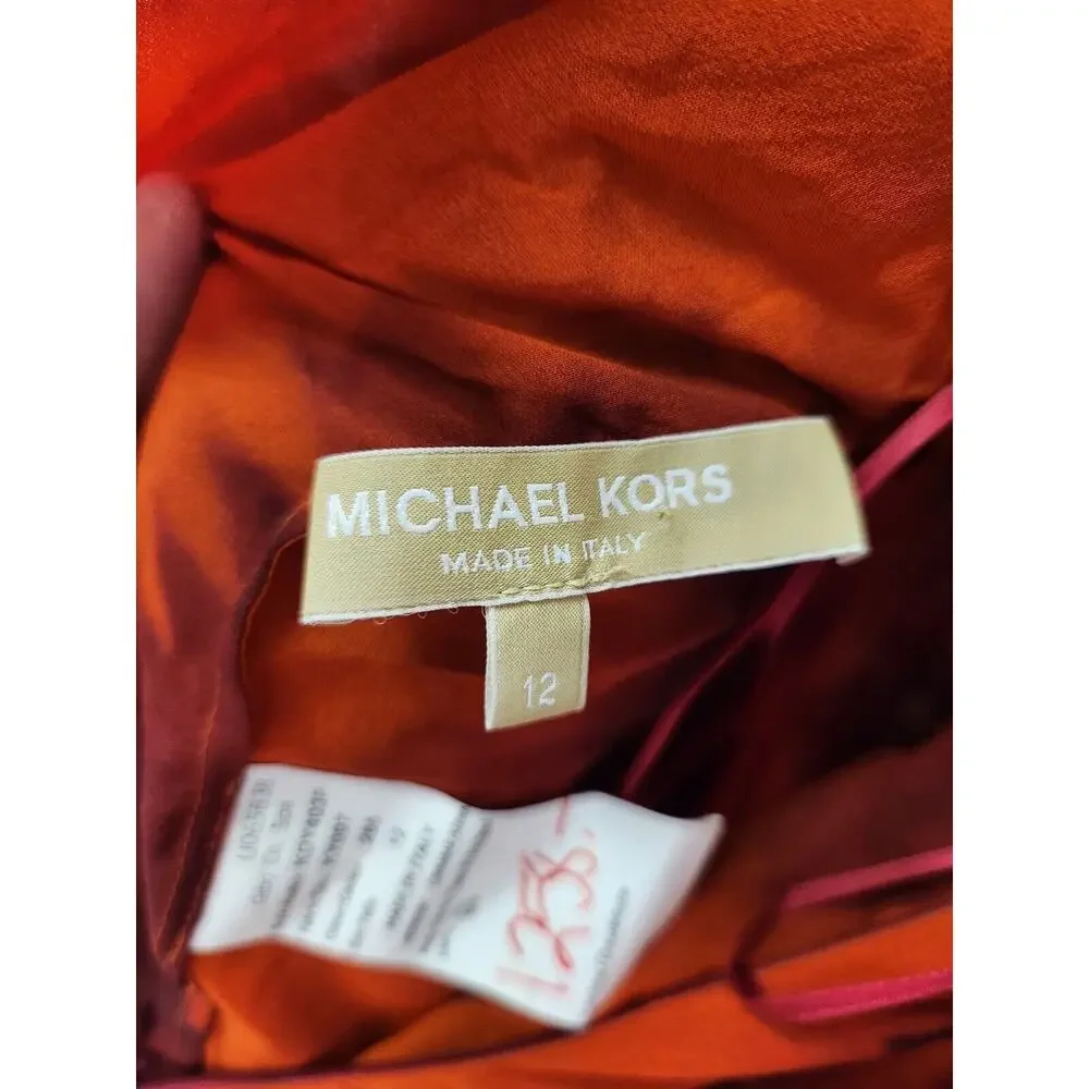 Michael Kors Runway Silk Chiffon Red Snakeskin Strap Harness dress Gown Size 12